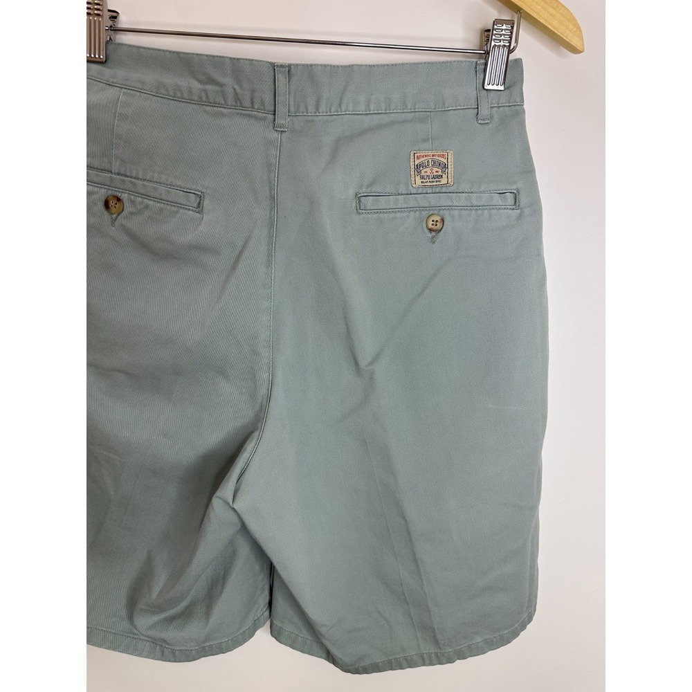 Polo Ralph Lauren Sage Green Pleated Chino Shorts Cotton Twill Relaxed - Picture 10 of 15